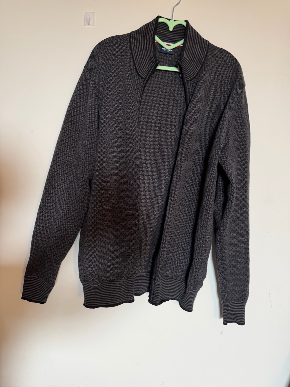 Men's Dark Gray Knit Zip Cardigan Sweater